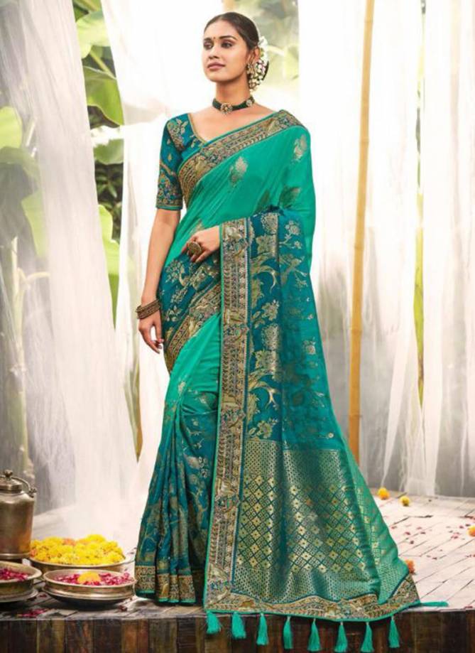 TATHASTU Latest Fancy Designer Heavy Wedding Wear Dola Silk Embroidery Lace Saree Collection
